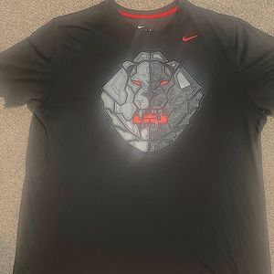 Nike dri-fit t-shirt size :2x lebron design on front color:black ,red, silver